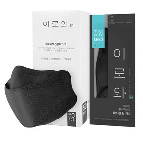 이로와 황사마스크 중형 KF80, 50매입, 1개, 블랙