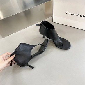 여름샌들 카라멜 블랙 하이힐 굽있는샌들 5cm 쪼리 앵클 미들 오픈토 여름 지퍼 부츠