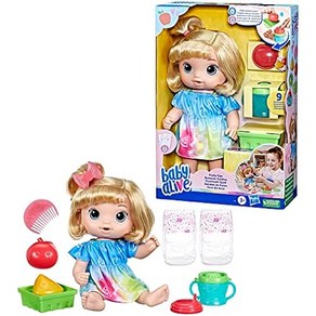 HASBRO 베이비 얼라이브 주스 너무 좋아 베이비 대상 연령 3세 이상 12인치 (30cm) 사이즈 인형 세트 병·기저귀 쥬서 블론드 헤어 F7356