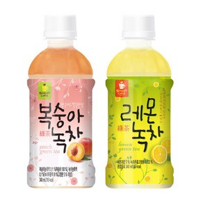 웰그린 복숭아녹차10개+레몬녹차10개 340ml 20개