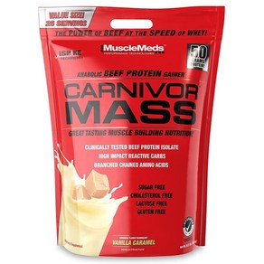 MuscleMeds Canivo Mass 단백 동화 쇠고기 단백질 게이너 바닐라 캐러멜 4.5kg10파운드 291118, 1개, 4.5kg