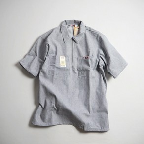 BEN DAVIS 벤데이비스 하프 Zip 반소매 워크 셔츠 SHORT SLEEVE STRIPED 1/2 ZIP SHIRT / HICKORY STRIPE