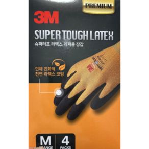 3M 슈퍼터프 프리미엄 라텍스 레져용 장갑 M 4p, 3M 라텍스오렌지 M, 6세트