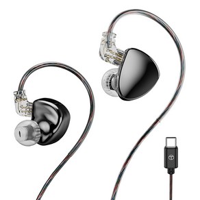 TRN MT5 헤드셋 듀얼 다이내믹 드라이브 인이어 마니아 HIFI 튜닝 음악 IEM 헤드셋 소음 감소 모션 게이밍 헤드셋 2인치 이동식 디스플레이, Black, Type C With Mic