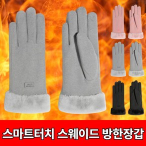 [스마트폰터치]드대 여성 방한 고급 기모 융털 스웨이드 장갑