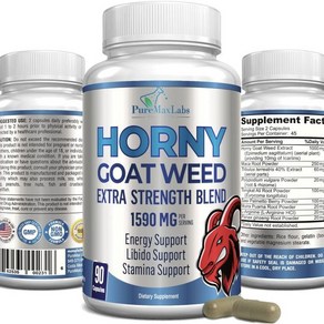 Hony Goat Weed 1590mg Exta Stength w Maca LAginine Ginseng Boost Pefomance Stamina Enegy Non, 1개