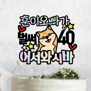 벌써 몇살 어서봐시바 30대 40대 생일축하케이크토퍼