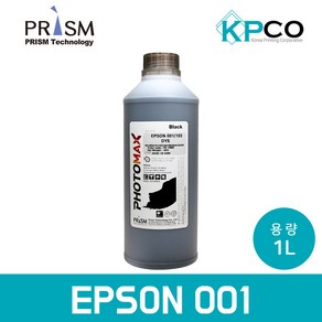 프리즘 EPSON 001 대용량 무한 리필 잉크 1L 호환 L3100 L3156 L6190 L6290, 1개, EPSON 001-검정(염료)