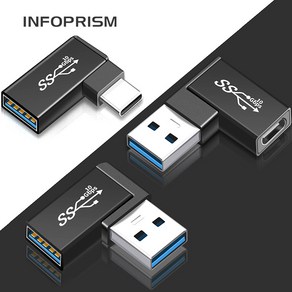 INFOPRISM / C타입 OTG 젠더 90도 USB3.1 L형 3종 IA-908, 3 A타입(수)-A타입(암), 1개