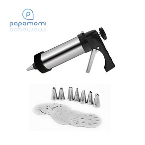 쿠키프레스 세트 베이킹 장식 스텐 쿠키 도장 케이크 데코 디저트 스테인레스 노즐 깍지 반죽 프레스, 1개