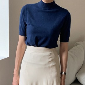 라라홀리 데일리 반폴라 슬림핏 반팔 이너 니트티