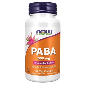 나우 NOW PABA 파바 영양제 500 mg 100 캡슐, 1개, 100정