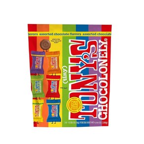 벨기에초콜릿 공정무역 비콥인증Tony's Chocolonely 다양한 밀크 초콜릿 피스 - 벨기에 초콜릿 공정 무역 및 B Corp 인증 - 125.9g(4.5온스) (파우치 1