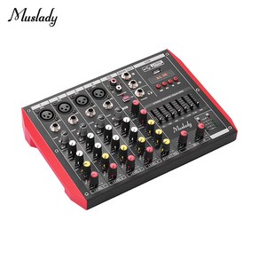 Muslady 48V 팬텀 파워 블루투스 연결 MP3 기능 미국 규정 100-240V를 가진 D6 작은 6 채널 믹서 7 밴드 이퀄라이저