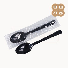 백만상회 [CN] 일회용 수저(뜯을 필요없는) 흑색, 1개, 1500개입