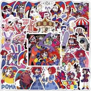 더 어메이징 디지털 서커스 스티커 색칠 도안 50개 세트 폼니 잭스 라카타 갱글 주블, 50 PCS, 4