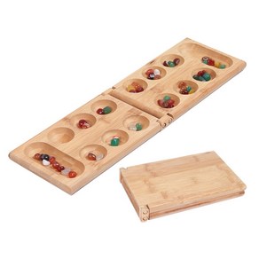 화려한 돌이있는 Mancala 보드 게임 자갈을 접는 나무 보드 체스 세트