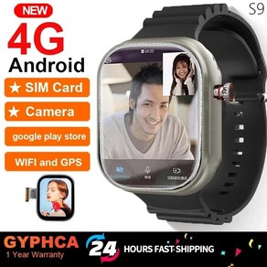 4G 스마트워치 Oled 화면 S9 시계 190 ° 회전 카메라 카메라 와이파이 GPS SIM 카드 나침반 구글 플레이 스토어 앱 신제품, 27.주황색 - 2RAM 32GB ROM