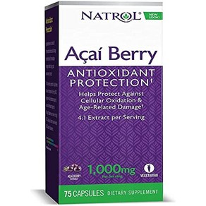 Natol Acai 베리 항산화 보호 1 000mg 베지 캡슐 75개입 75 Count (Pack of 1), 1개, 75정