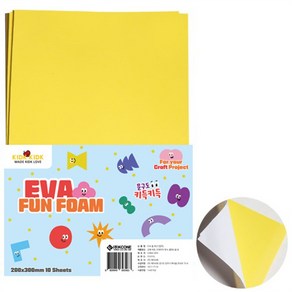 키득키득 EVA폼 일반원단[접착 노랑A4] 10장 1봉