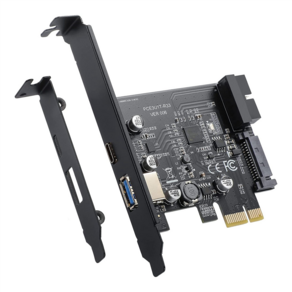 PCI-E 1X-USB 3.2 Gen1 USB3.2 Type-C 전면 어댑터 카드 2 포트(Type C+ Type A) 확장 카드, 한개옵션0, 검은색