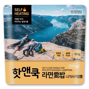 (핫앤쿡 나가사끼짬뽕 라면애밥) 발열도시락 전투식량 비상식량, 100g, 3개