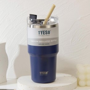 TYESO 진공 스텐 텀블러 보온보냉 대용량 마쉬멜로우, 네이비, 600ml, 1개