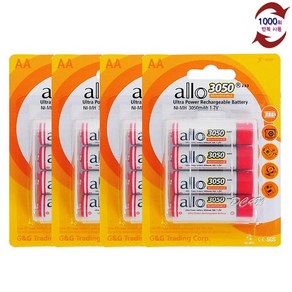 ALLO 대용량 3050mAh AA 충전지 16알, 8개입, 2개