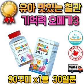 오메가 스리 쓰리 OMEGA 3 오메가3 츄어블 젤리 구미 오매가 오메가3 영양제 아기 영유아 키즈 초등학생 유치원생 베이비 중학생 6세 7세 8세 초등생 쥬니어 성장기 주니어, 1개, 90정