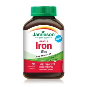 자미에슨 철분제 Jamieson GENTLE IRON 28mg 90caps, 1개, 90정