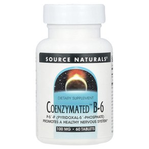 Souce Natuals 코엔자임티드 B-6 100mg 60정, 1개