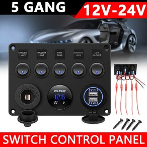 캠핑카 카라반 전원 분배 박스 12V 24V 방수 자동차 선박 스위치 패널 더블 USB 소켓 4.2A 전압계