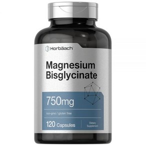 Hobäach 마그네슘 비글리시네이트  120캡슐  750mg  GMO 프리 및 글루텐 프리 보충제, 1개