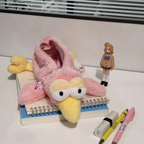 [띵굴샵] 왕눈이 앵무새 인형 펜슬케이스 귀여운 인싸 필통 친구선물 우정템, 핑크, 1개