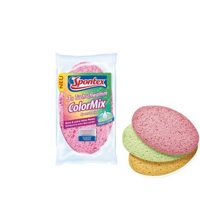 스폰텍스 셀룰로오스 원형 수세미 Spontex ColoMix sponge (3개입/팩), 2세트, 3개입