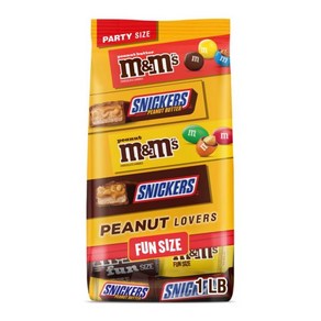 Mas 초콜릿 파티 믹스 대용량 MM'S 캔디 및 SNICKERS 미니 사이즈 피넛과 피넛 버터 다양한 종류 사탕 세트 22.66 온스 벌크 백, 1.97 파운드 (1개 묶음)