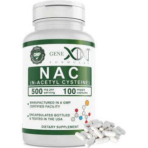 GENEX NAC 500mg100캡슐 N아세틸 시스테인 간 건강 지원 비GMO 글루텐 프리 비건3개월 공급, 1개, 100정