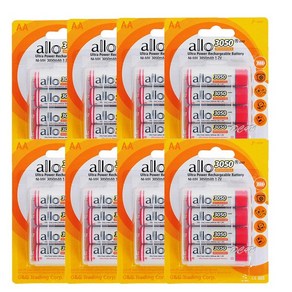 ALLO 대용량 3050mAh AA 충전지 장난감 도어락 시계 리모컨, 4세트, 8개입