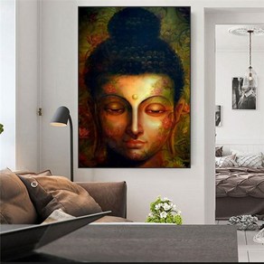 노 브랜드 God Buddha Wall At Canvas는 벽 캔버스 사진 불교 포스터 장식에 현대 부처 예술 그림을 인쇄합니다., no fame