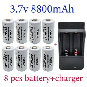 원통형 16340 배터리 리튬 이온 충전식 배터리 16340 충전기 CR123A 16340 8800mAh 3.7V