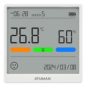아투맨 THSE 디지털 온습도계, 화이트, 1개