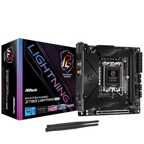 ASRock Phantom Gaming 인텔 Z790I 라이트닝 Wi-Fi DDR5 DIMMs 8600 MHz 128GB LGA1700 M.2 Mini-ITX 마더보드 SATA3, Z790I Lightning WiFi, 1개