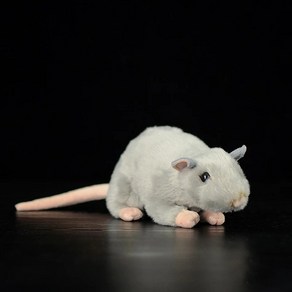 생쥐인형 그레이 화이트 쥐 봉제 매우 부드러운 실물 같은 동물, 1.17cm long - White