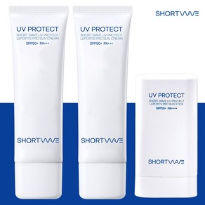 SHORT WAVE 스포츠 선케어세트 SPF50+ / 무기자차 선크림 총100ml 선스틱 선밤 22g 대용량 구성/ 쿨링 효과/ 운동 전후 야외활동 필수품 선크림스틱, 1개