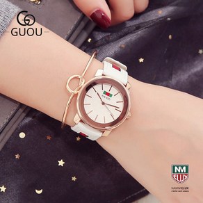 이럭스 [국내 당일출고] GUOU 8088여성 패션 가죽시계 3기압 방수 Quartz Watch