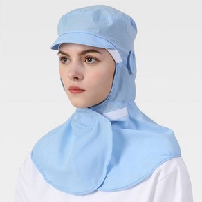 위생모자 넥가드형 챙모자 벨크로 타입 식품 작업모, 블루, 1개