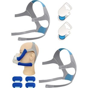 양압기 스트랩 소모품 머리끈 코골이 F20 풀페이스 마스크와 호환되는 교체 헤드기어 2팩 마그네틱 클립 4개 + 커버 4개(중) 포함, Medium, 1개