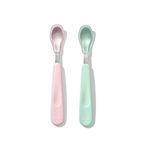 옥소 토트 이유식 소프트 실리콘 스푼 2세트 OXO Tot Feeding Spoon Set with Soft Silicone Opal and Blossom, 1개