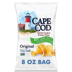 Cape Cod Potato Chips Less Fat Oiginal Kettle Chips 8 Oz 케이프코드 감자칩 저지방 오리지널 케틀칩 8온스, 1개, 226.8g