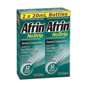 Afin 아프린 노 드립 심한 정체 펌프 미스트 비강 스프레이 12시간 릴리프 20mL 병 2개 팩